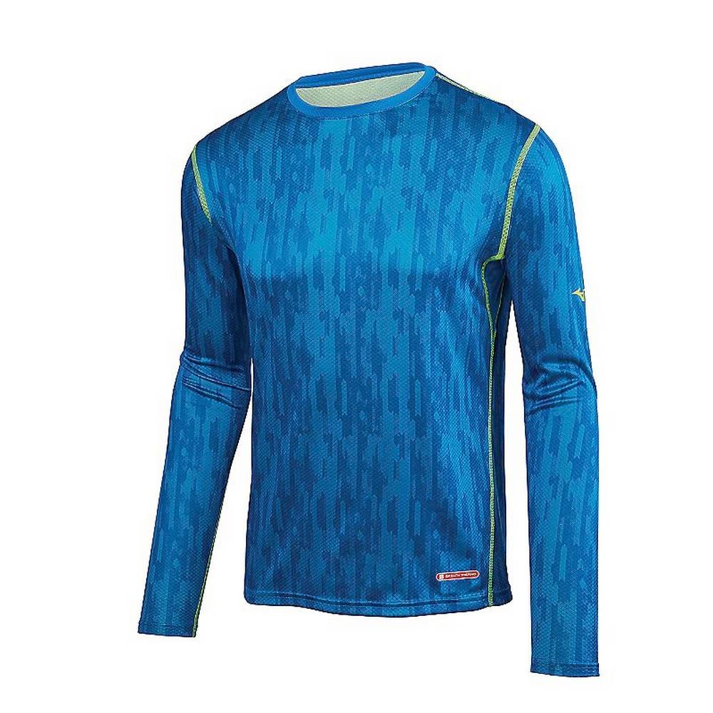 Base Layer Mizuno Running Breath Thermo - Homem - Azuis/Amarelas - ZDBPE1796